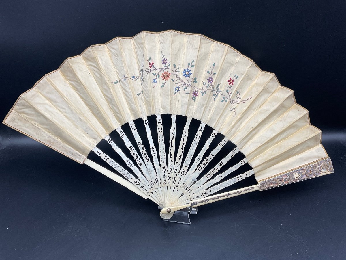 Folded Fan From Maison Duvelleroy In Paris With Its Original Box, Late 19th Century.-photo-1