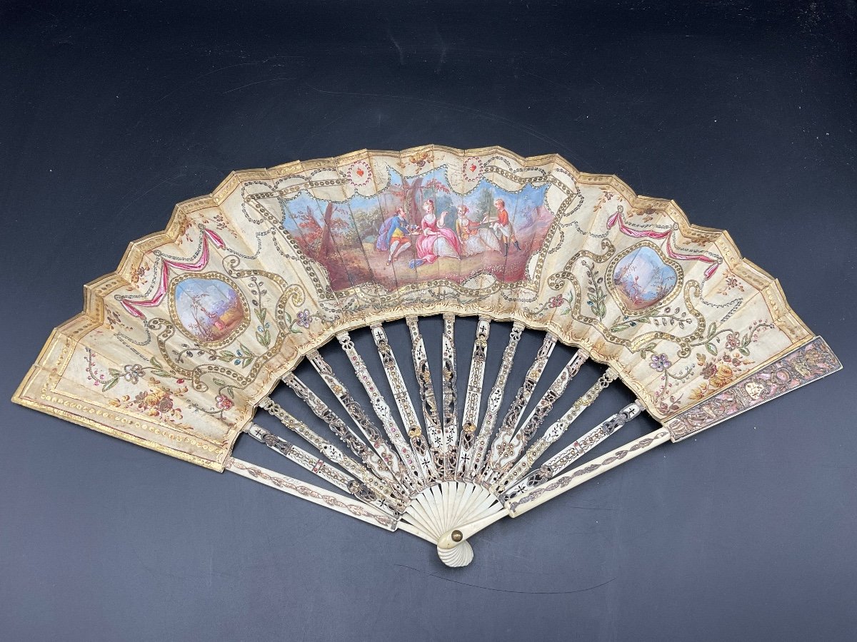 Folded Fan From Maison Duvelleroy In Paris With Its Original Box, Late 19th Century.-photo-2