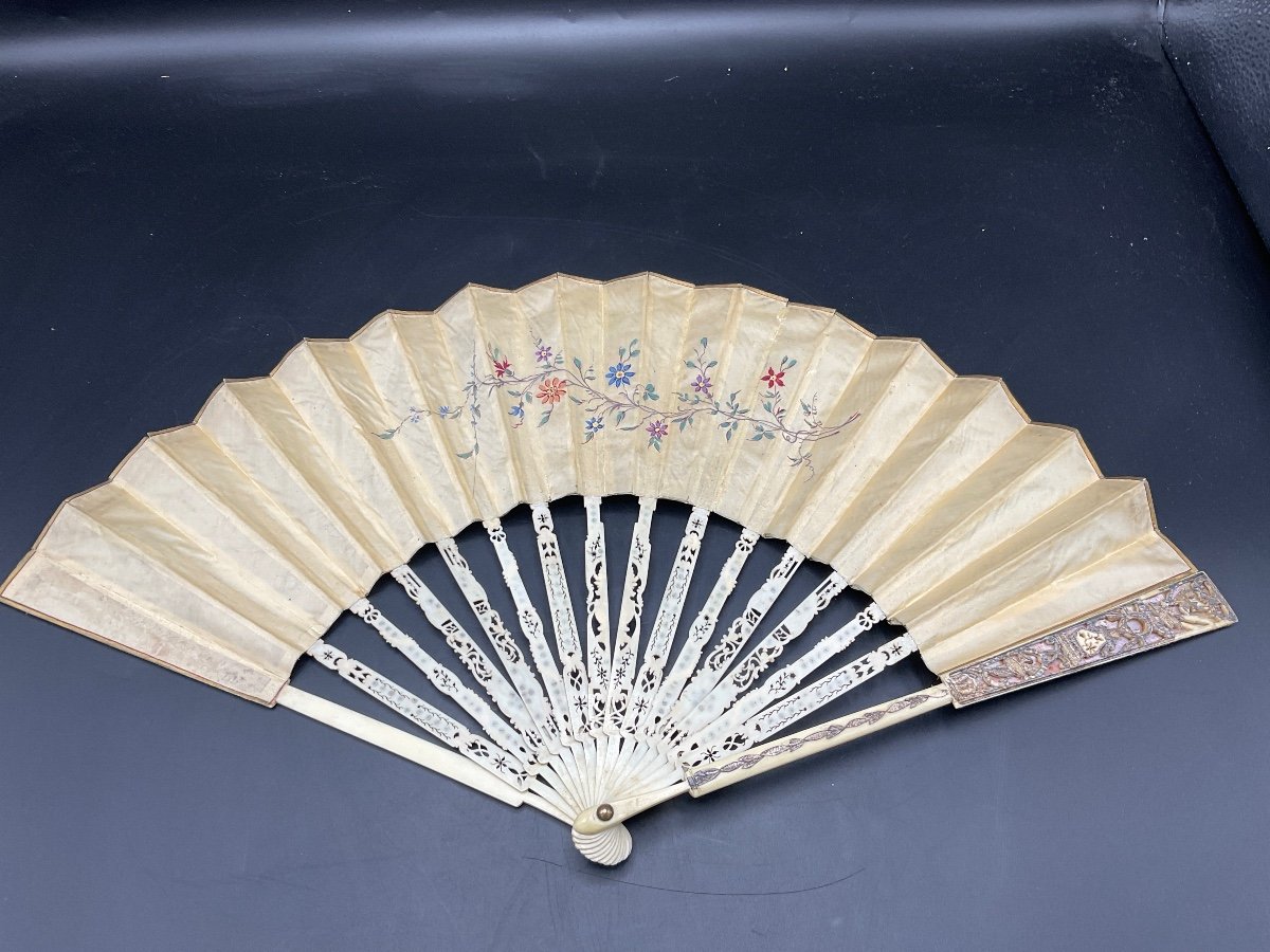 Folded Fan From Maison Duvelleroy In Paris With Its Original Box, Late 19th Century.-photo-3