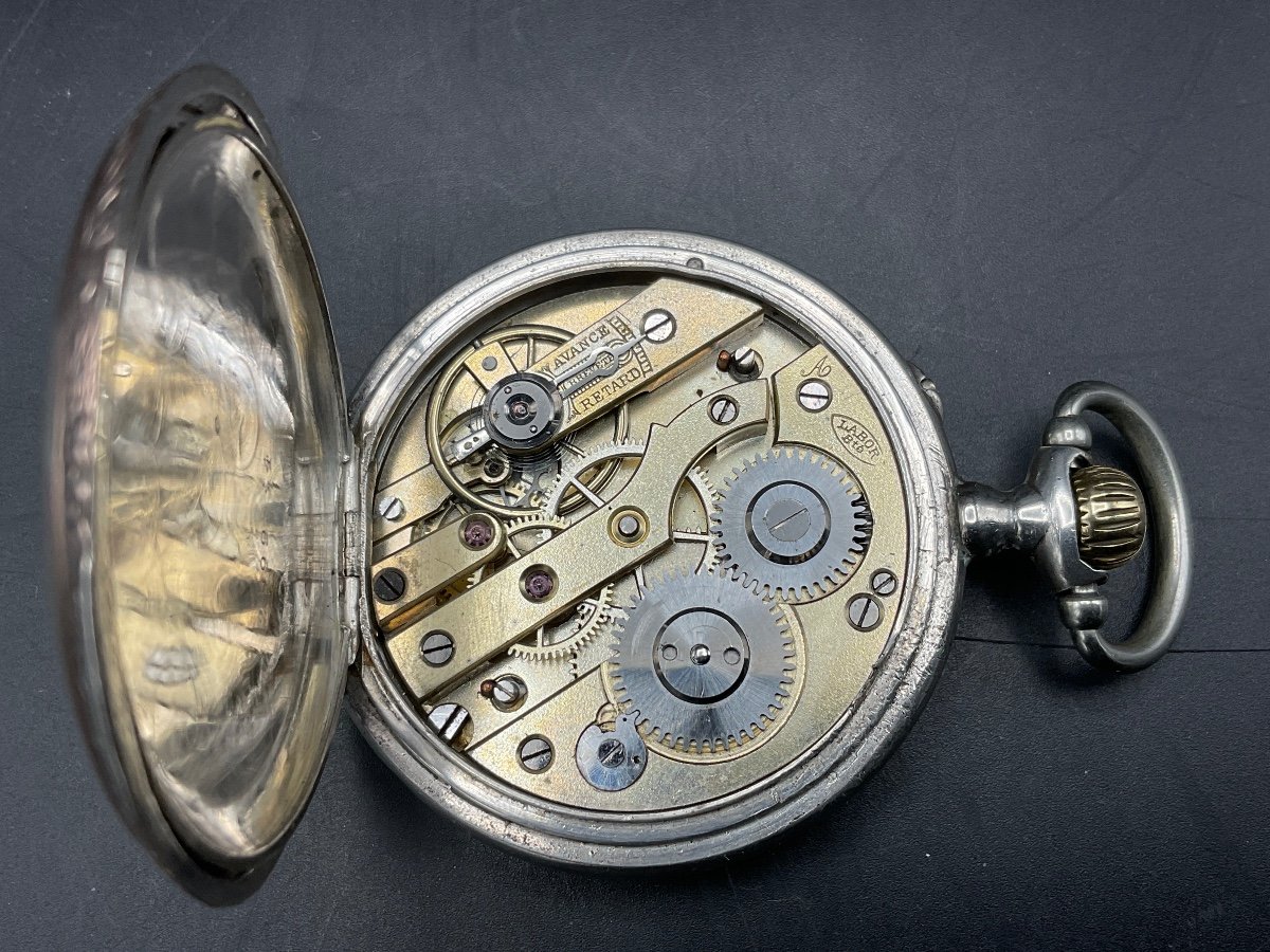 Solid Silver Guilloche Pocket Watch With Stems, Leaves And Flowers Decor.-photo-7