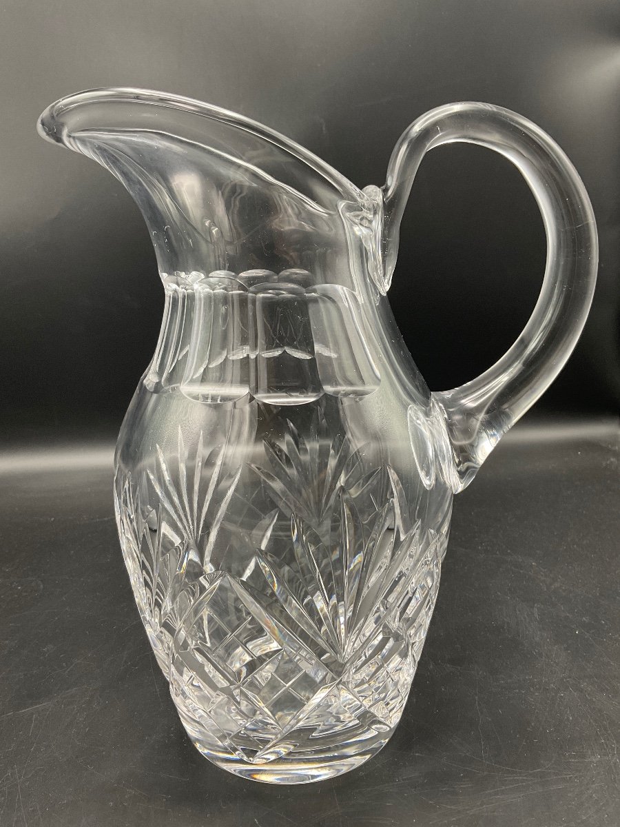 Water Jug From The Saint-louis Crystal Factory In Cut Crystal, Chantilly Model.-photo-2