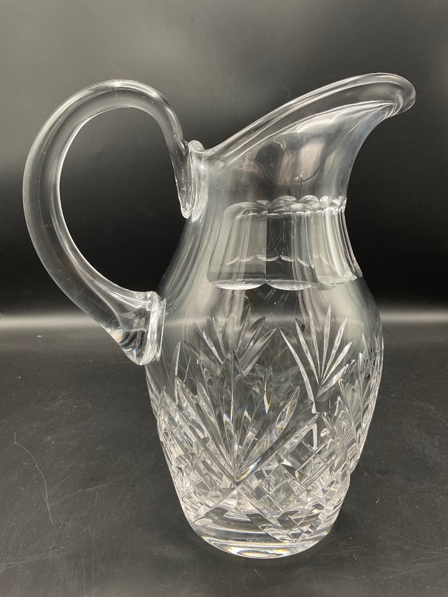 Water Jug From The Saint-louis Crystal Factory In Cut Crystal, Chantilly Model.-photo-2