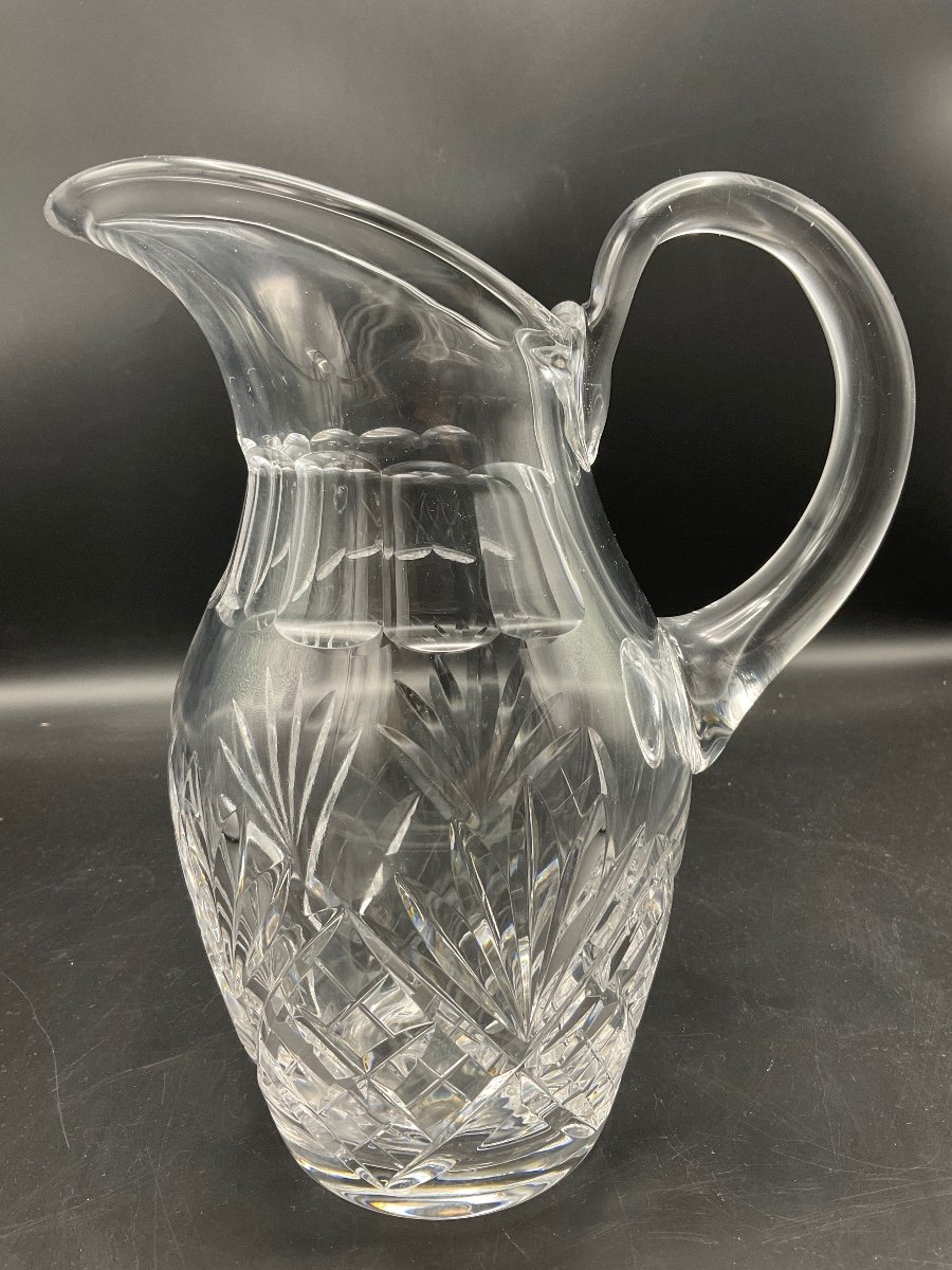 Water Jug From The Saint-louis Crystal Factory In Cut Crystal, Chantilly Model.-photo-3