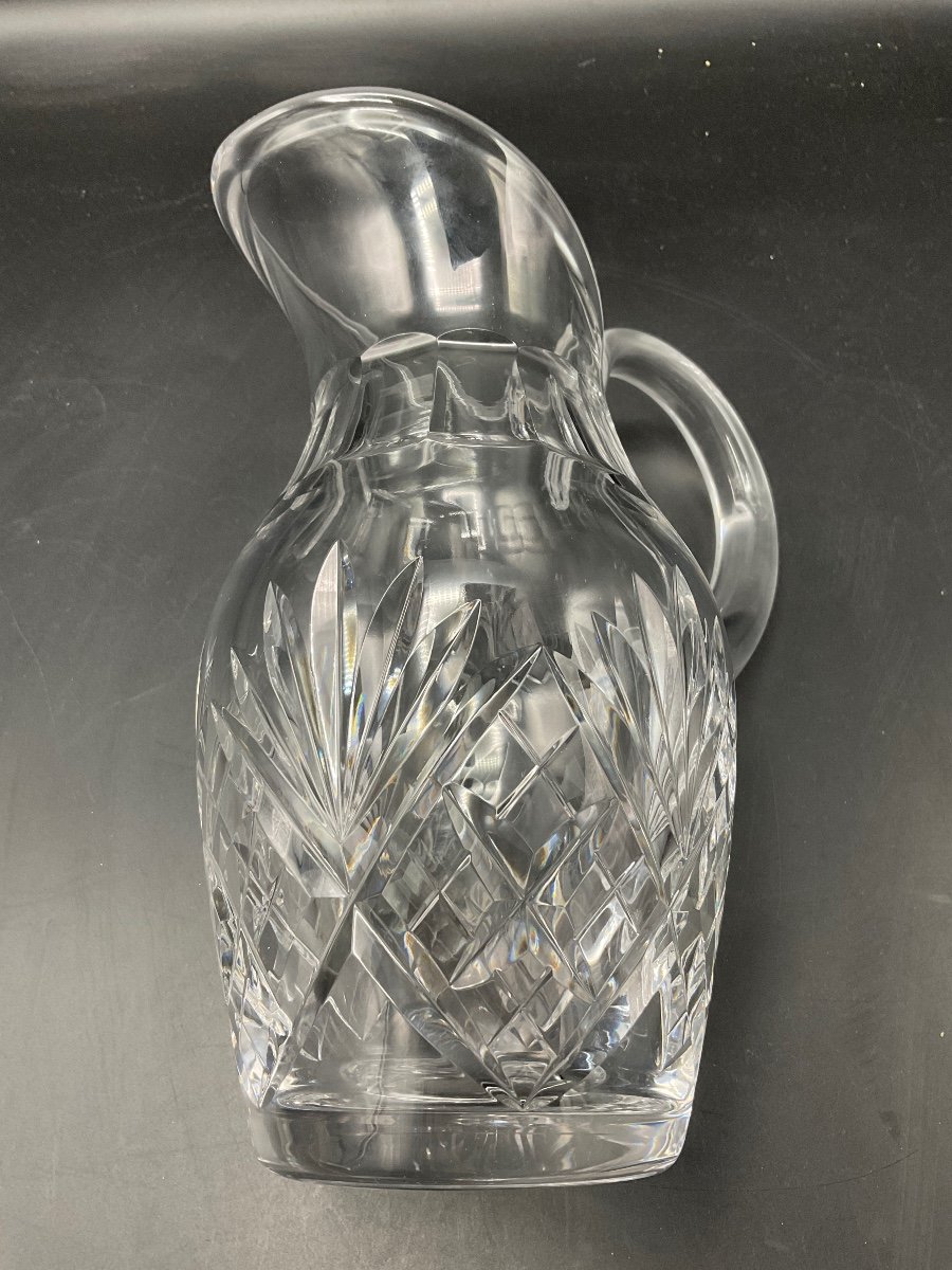 Water Jug From The Saint-louis Crystal Factory In Cut Crystal, Chantilly Model.-photo-7