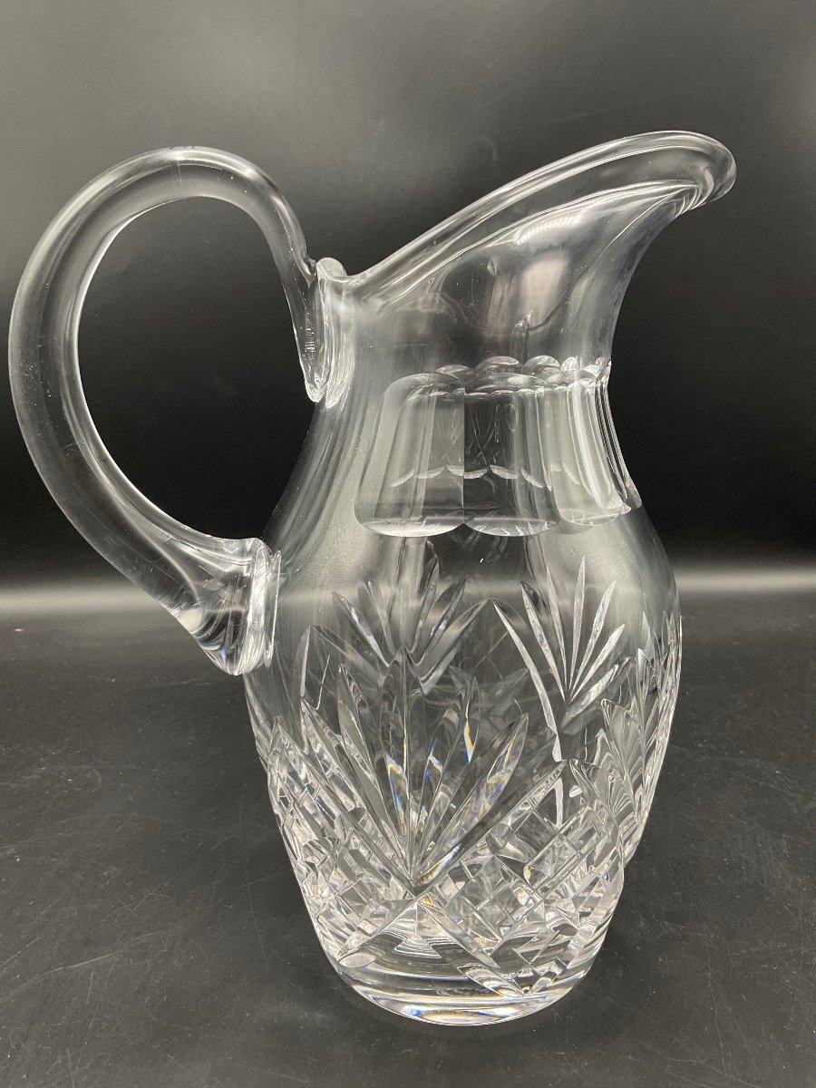 Water Jug From The Saint-louis Crystal Factory In Cut Crystal, Chantilly Model.