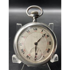 Louis XVI Style Tribaudeau Brand Solid Silver Guilloche Pocket Or Pocket Watch