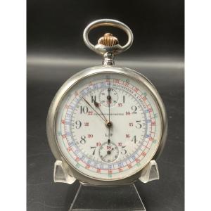 Lip Brand Solid Silver Chronotachymeter Pocket Or Pocket Watch.