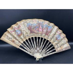 Folded Fan From Maison Duvelleroy In Paris With Its Original Box, Late 19th Century.