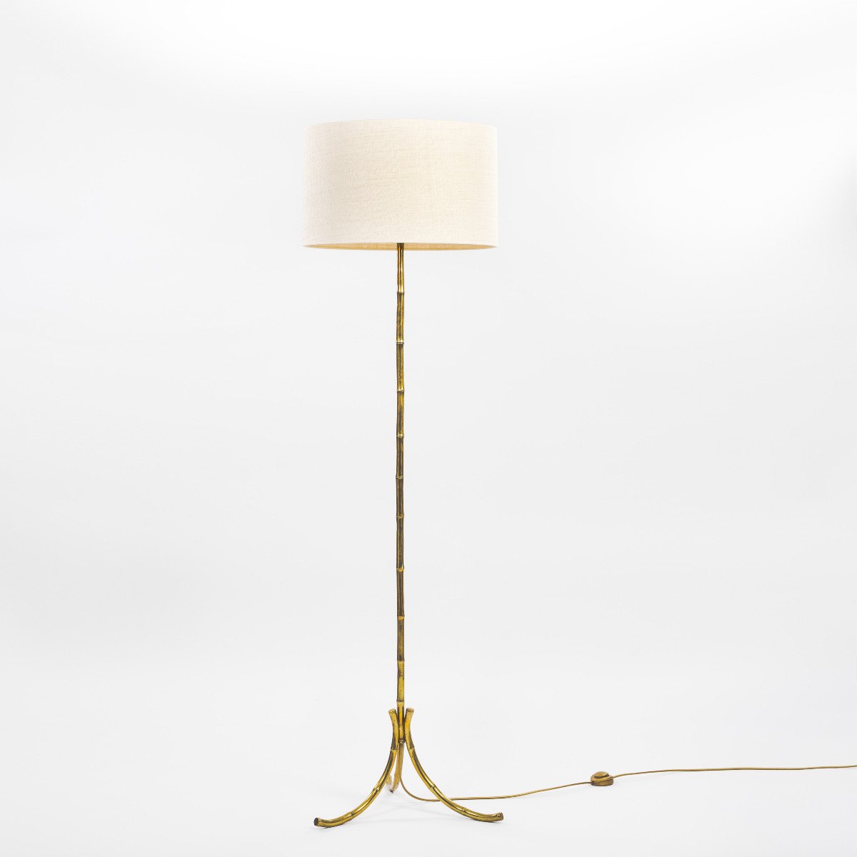 French Mid-century Bronze Faux Bamboo Floor Lamp By Maison Baguès, 1960s-photo-2