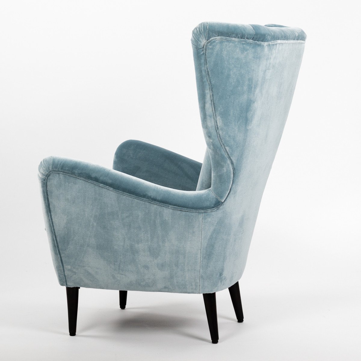 Pair Of Mid-century Italian Armchairs In Turquoise-acqua Velvet By Isa, Bergamo-photo-4