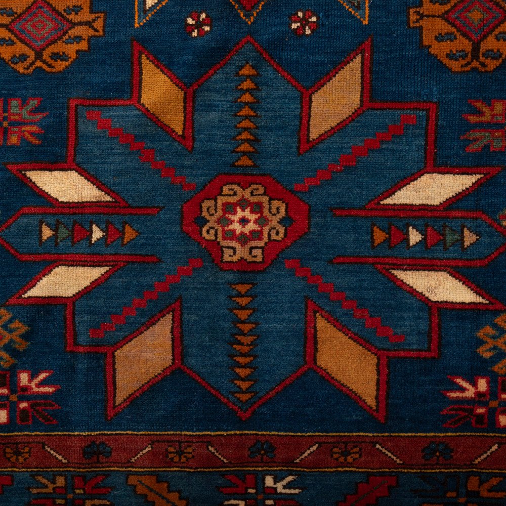 Tapis en laine Kazak monté à la main, à motifs géométriques, années 1960-photo-4