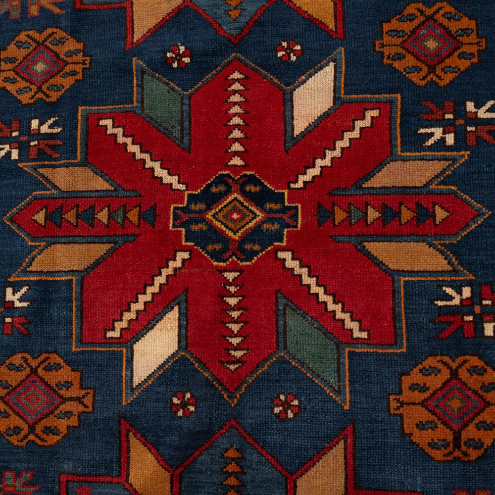 Tapis en laine Kazak monté à la main, à motifs géométriques, années 1960-photo-1