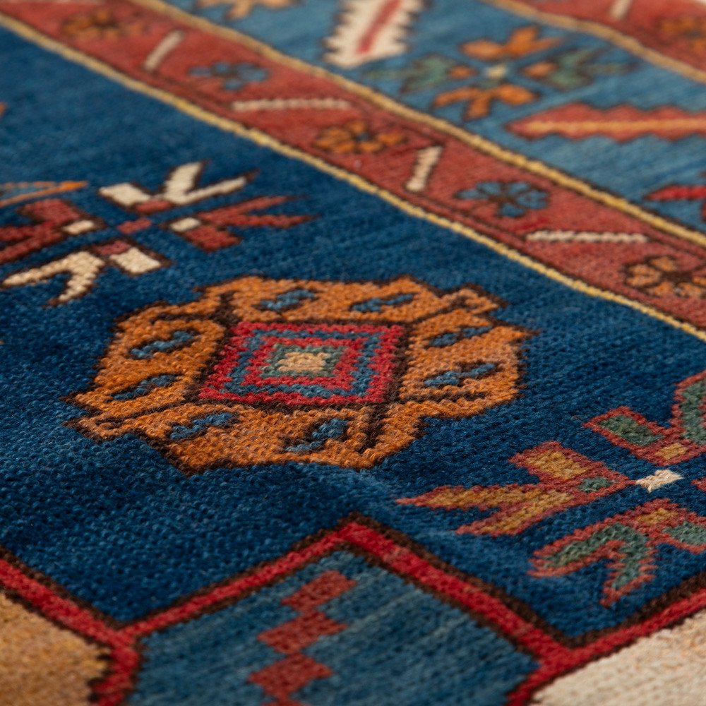 Tapis en laine Kazak monté à la main, à motifs géométriques, années 1960-photo-4
