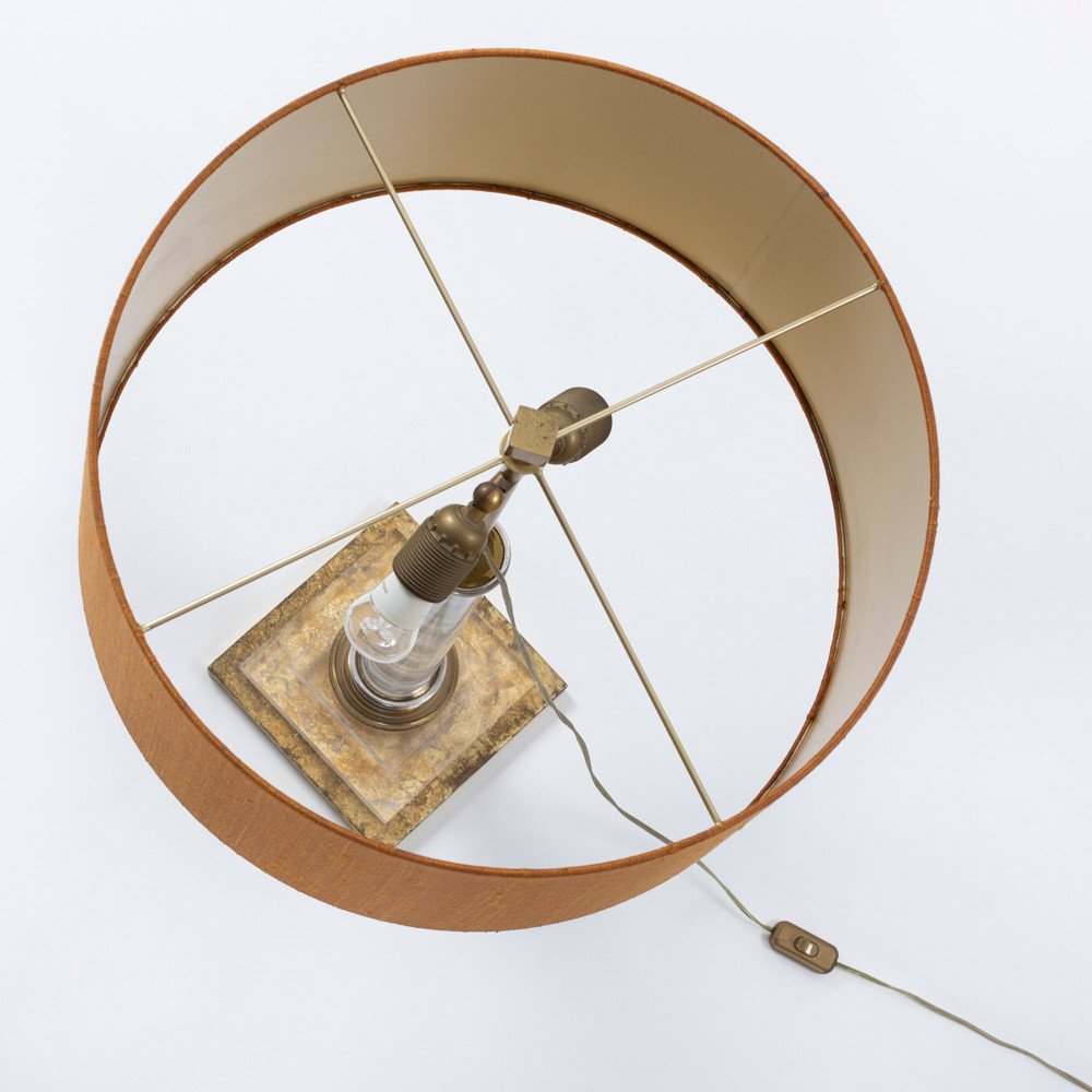 Paire de lampes de table en acrlyque italienne du milieu du siècle, base dorée, par F. Loffredo, années 1970-photo-8