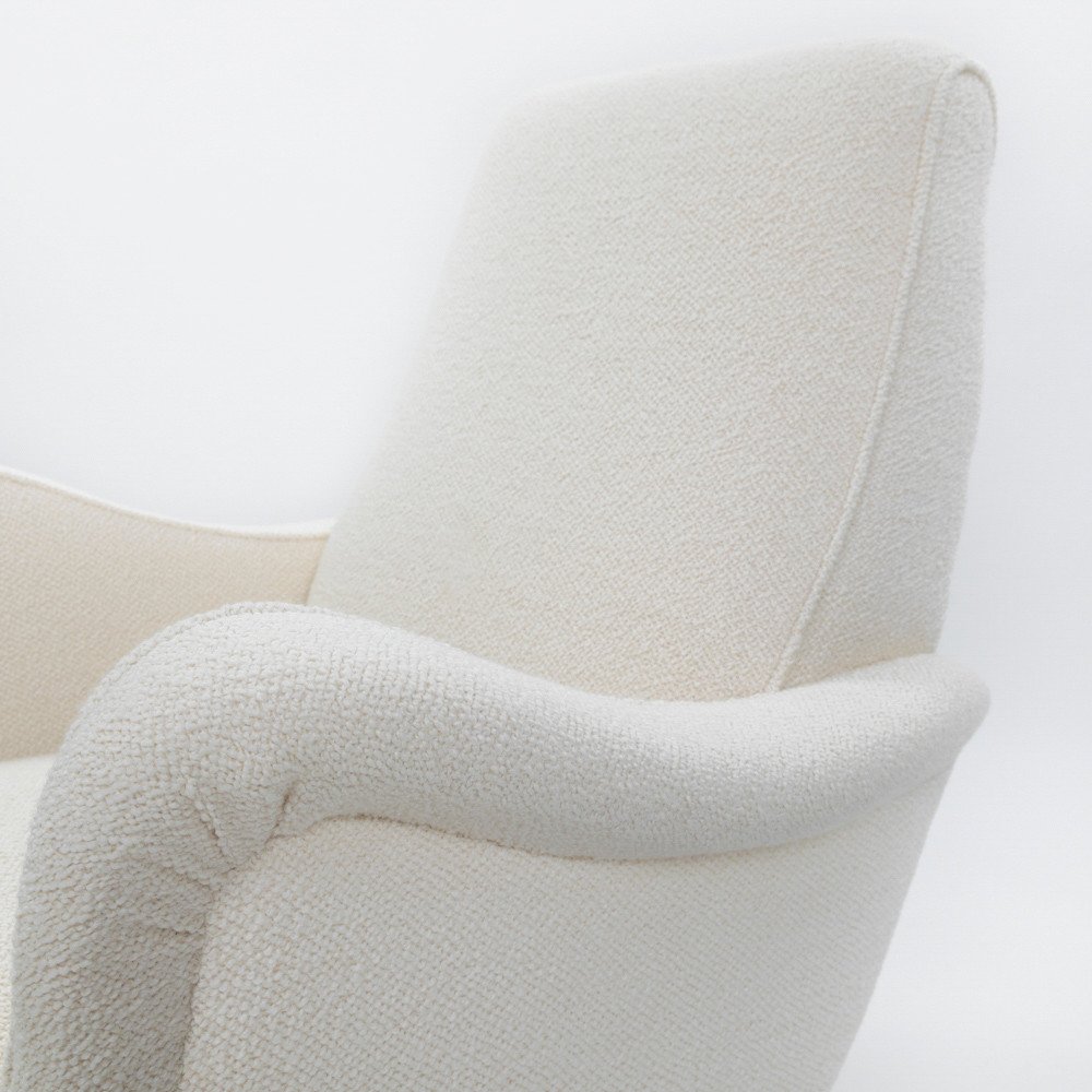 Pair Of Italian Mid-century Armchairs Off-white Bouclé Fabric By G. Radice 1950s-photo-6