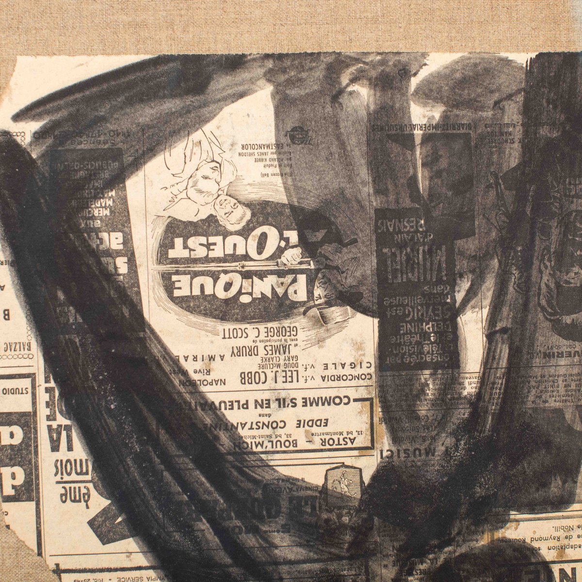 Painting Of An Abstract Female Body In Oil On Newspaper By Antonio Guansé 1963-photo-4