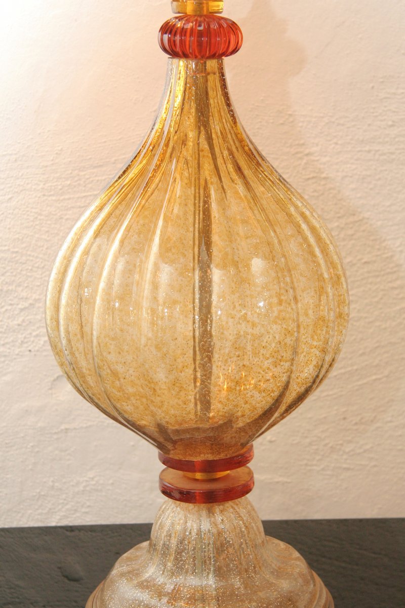 Beautiful, Large Murano Glass Table Lamp Gold-orange-photo-1