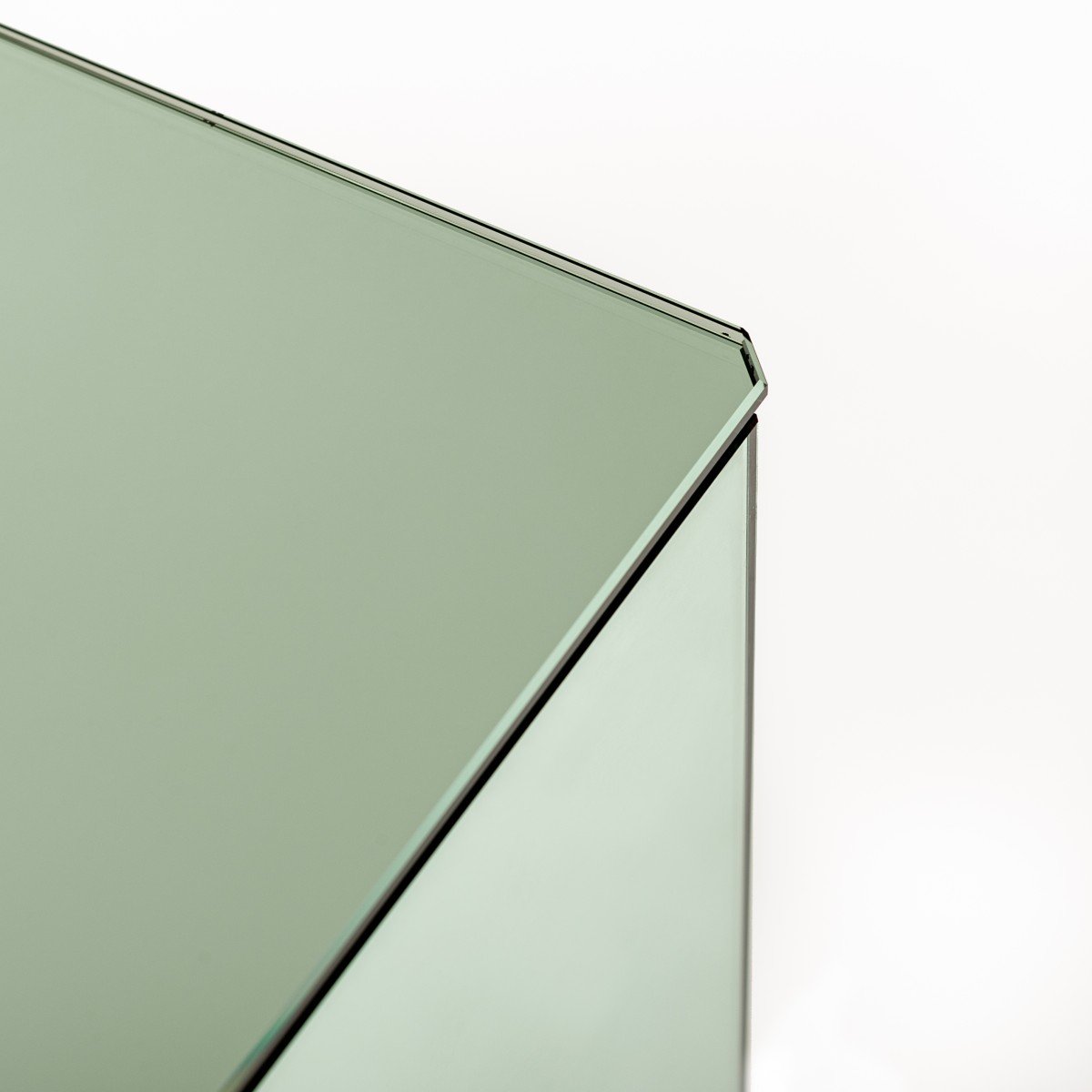 Italian Studio Made Mirrored Sideboard Emerald Green Hand Cast Opal Glass Stones-photo-5