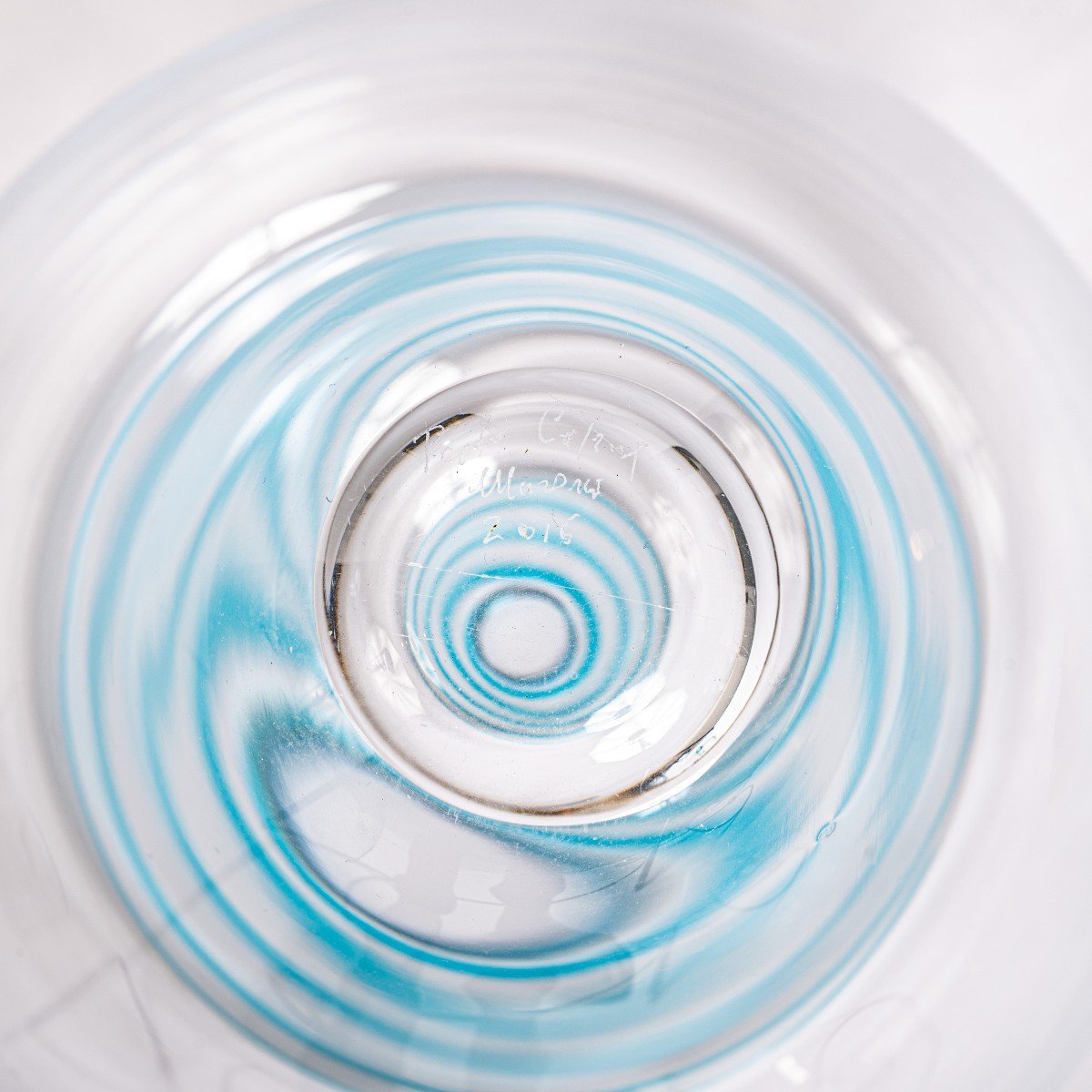 Vase en verre de Murano en forme de poire transparent-turquoise de Paolo Crepax 2016-photo-2
