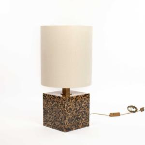 Italian Mid-century Table Lamp Out Of Sunflower Seeds And Resin R. Mazzi 1970s 