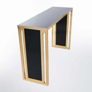 Italian Modern Gold And Black Brass Console Table By Willy Rizzo For Mario Sabot