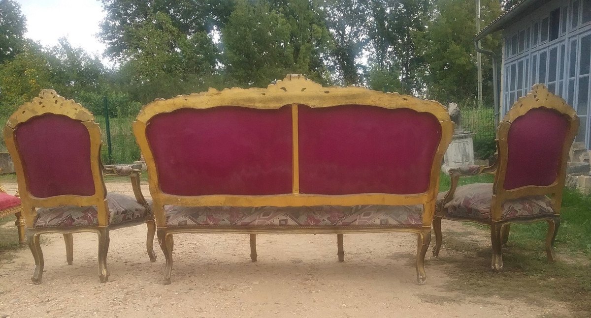 Canapé Avec Deux Fauteuils Style Louis XV-photo-2