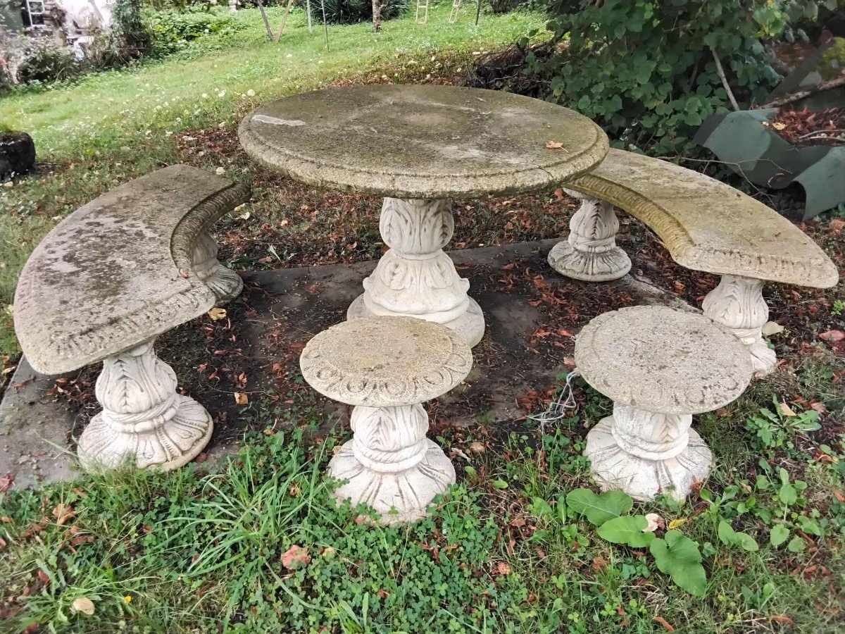 Salon De Jardin En Pierre Reconstituée