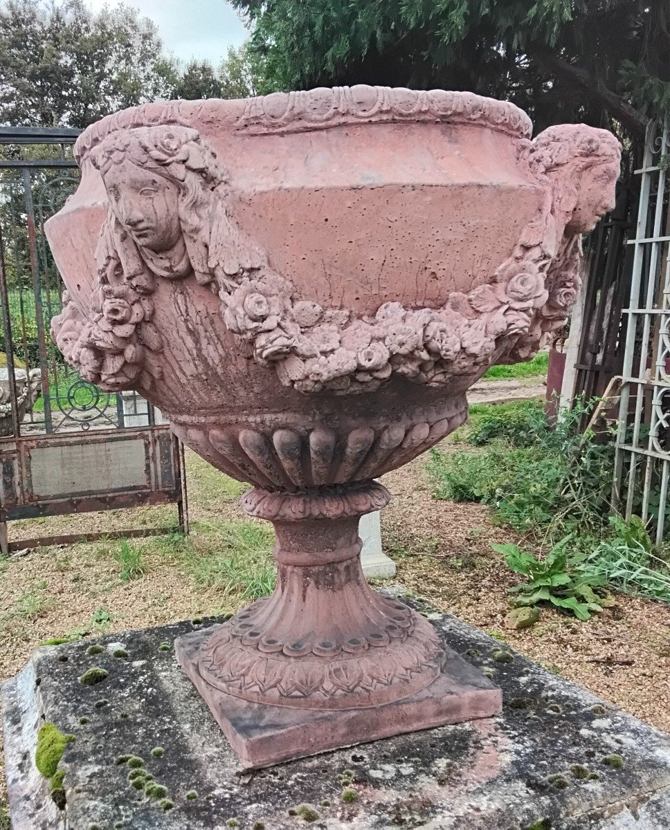 Pair Of Reconstituted Stone Vases -photo-3