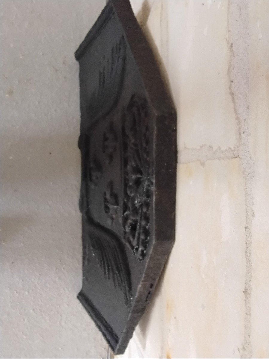 Cast Iron Fireplace Plate Representing The Arms Of France-photo-3