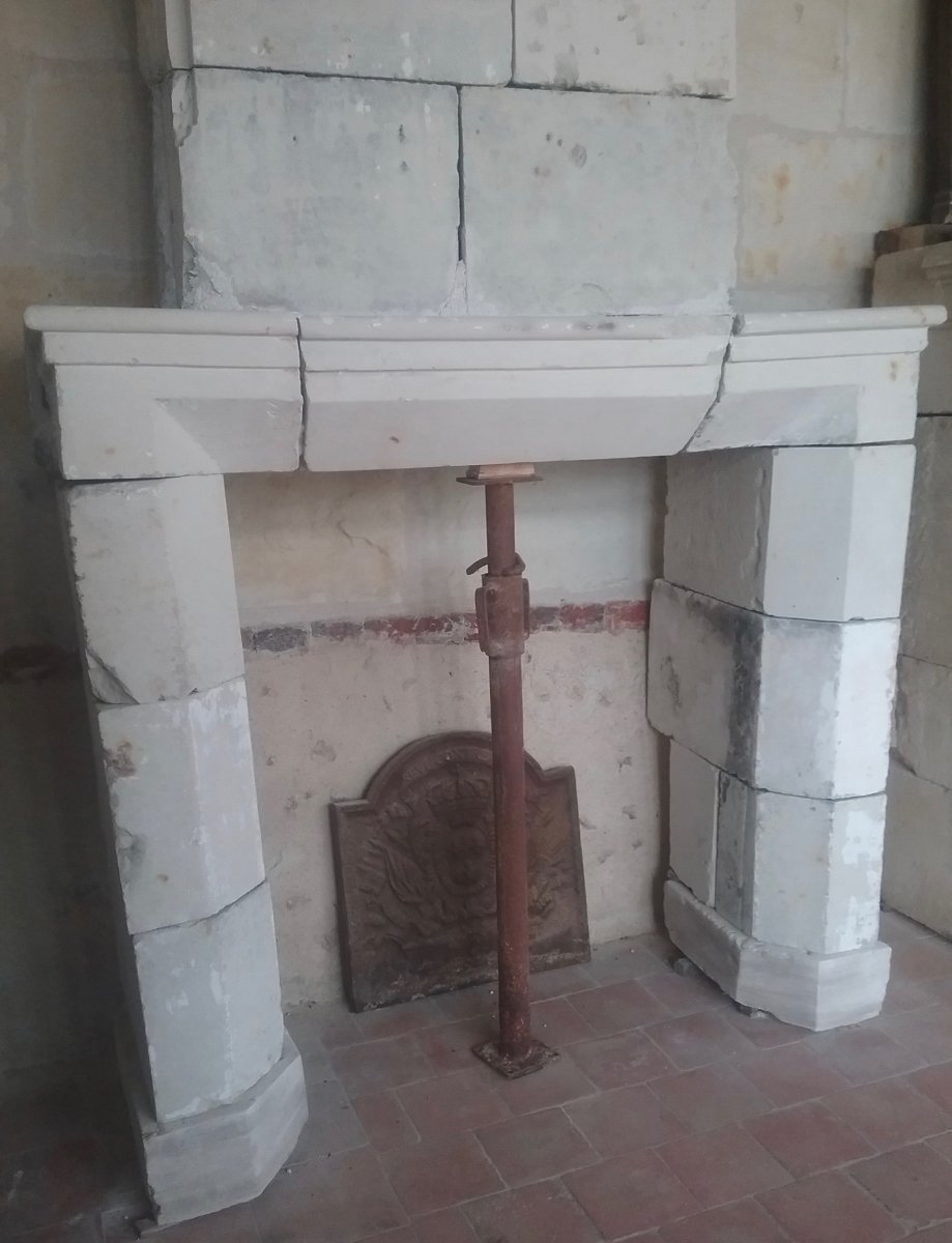 Louis XIII White Stone Fireplace-photo-2