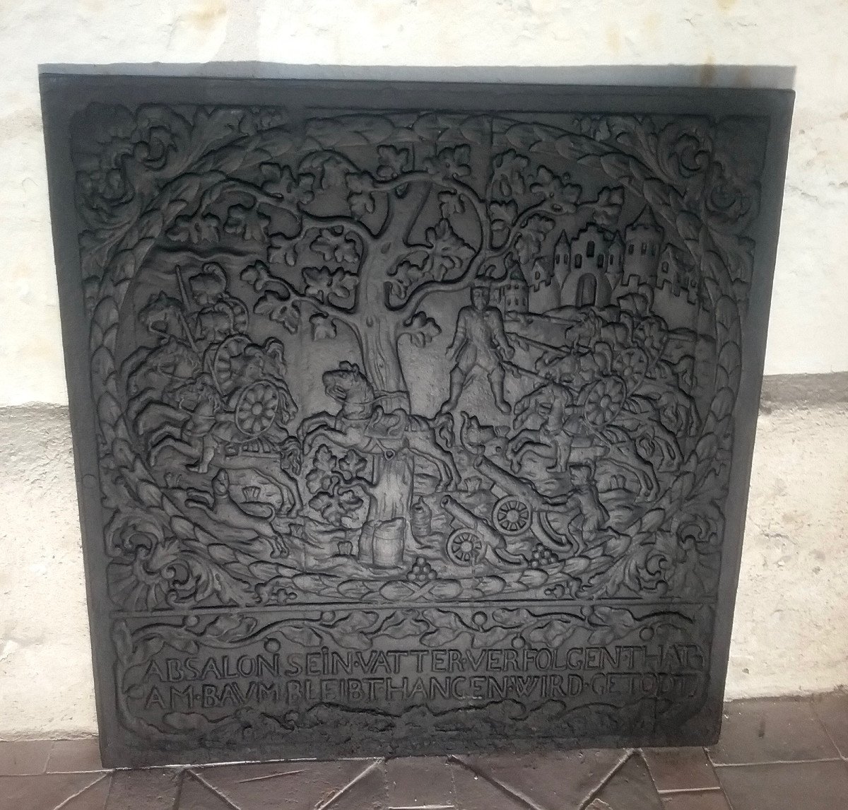 Cast Iron Fireplace Plate Representing The Death Of Absolon