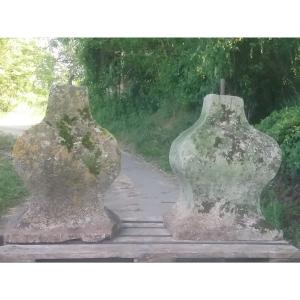 Pair Of Natural Stone Pillar Heads