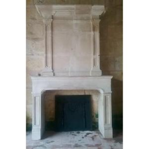 White Stone Fireplace In Trumeau 19th