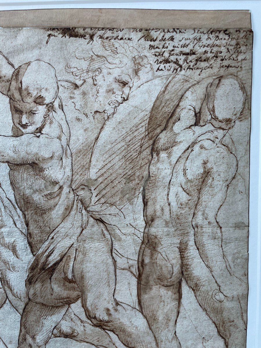 Jacopo Zanguidi Dit Bertoja (1544 - 1574) - 16th Century Drawing, Combat Of 5 Characters-photo-4