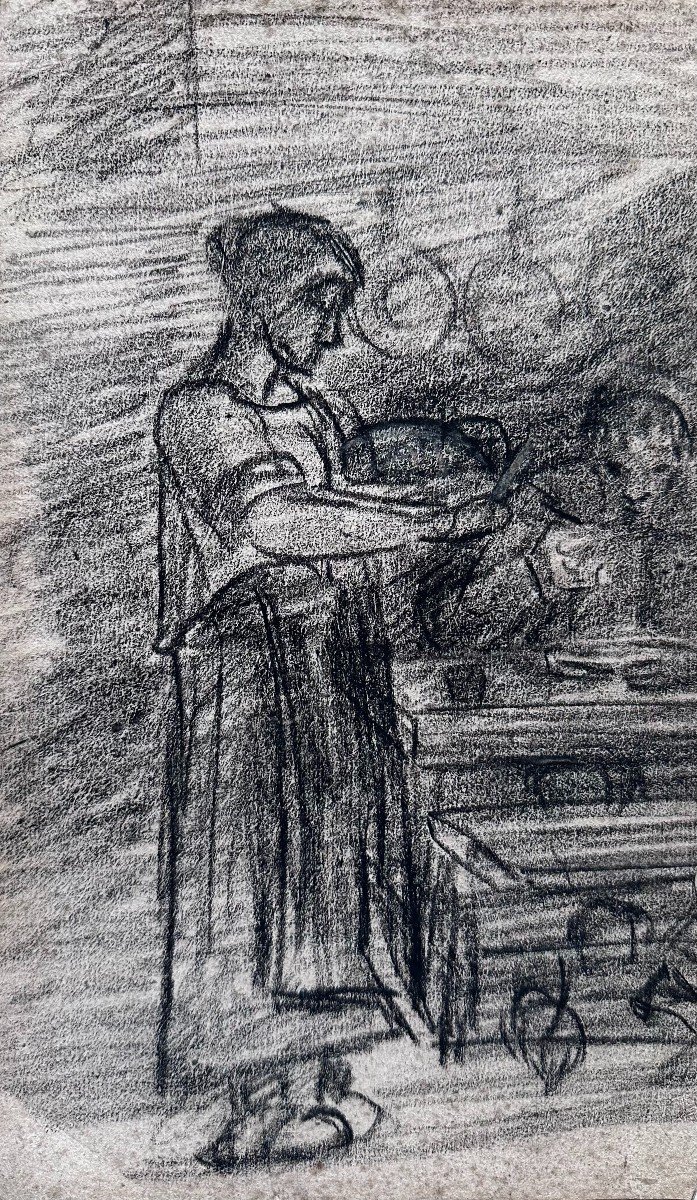 Entourage De Van Gogh, XIXe Siècle - Paysanne Dans La Cuisine