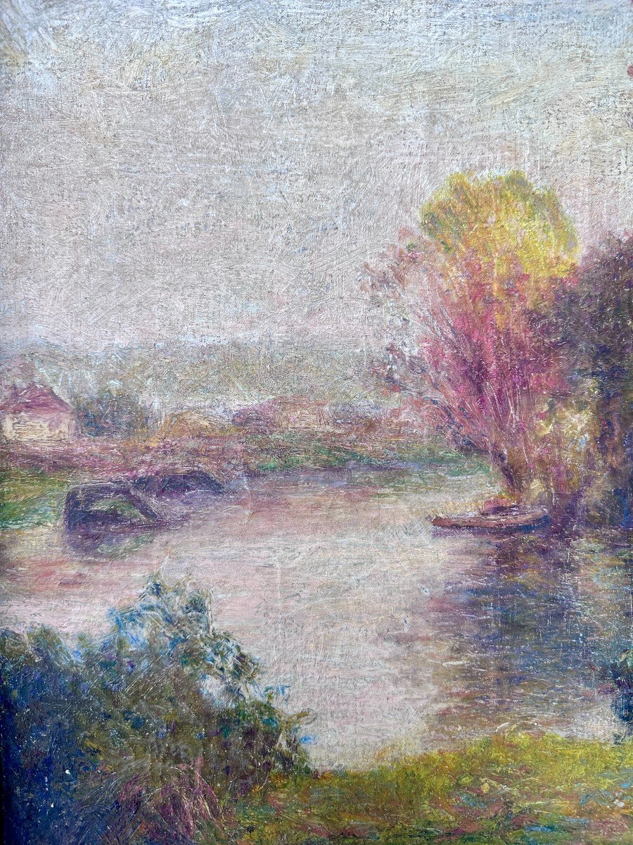 French School Around 1900 - River Landscape-photo-3