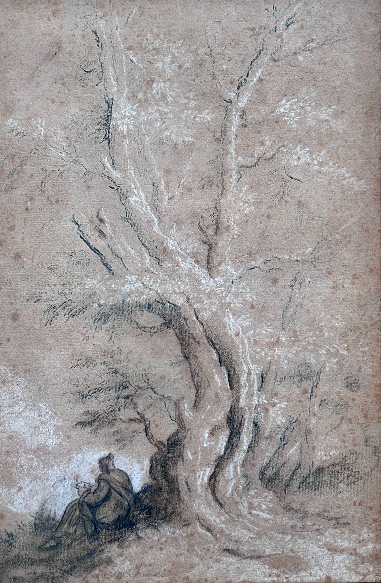 David De Marseille (marseille 1725 – 1789) - Figure At The Foot Of A Tree-photo-2