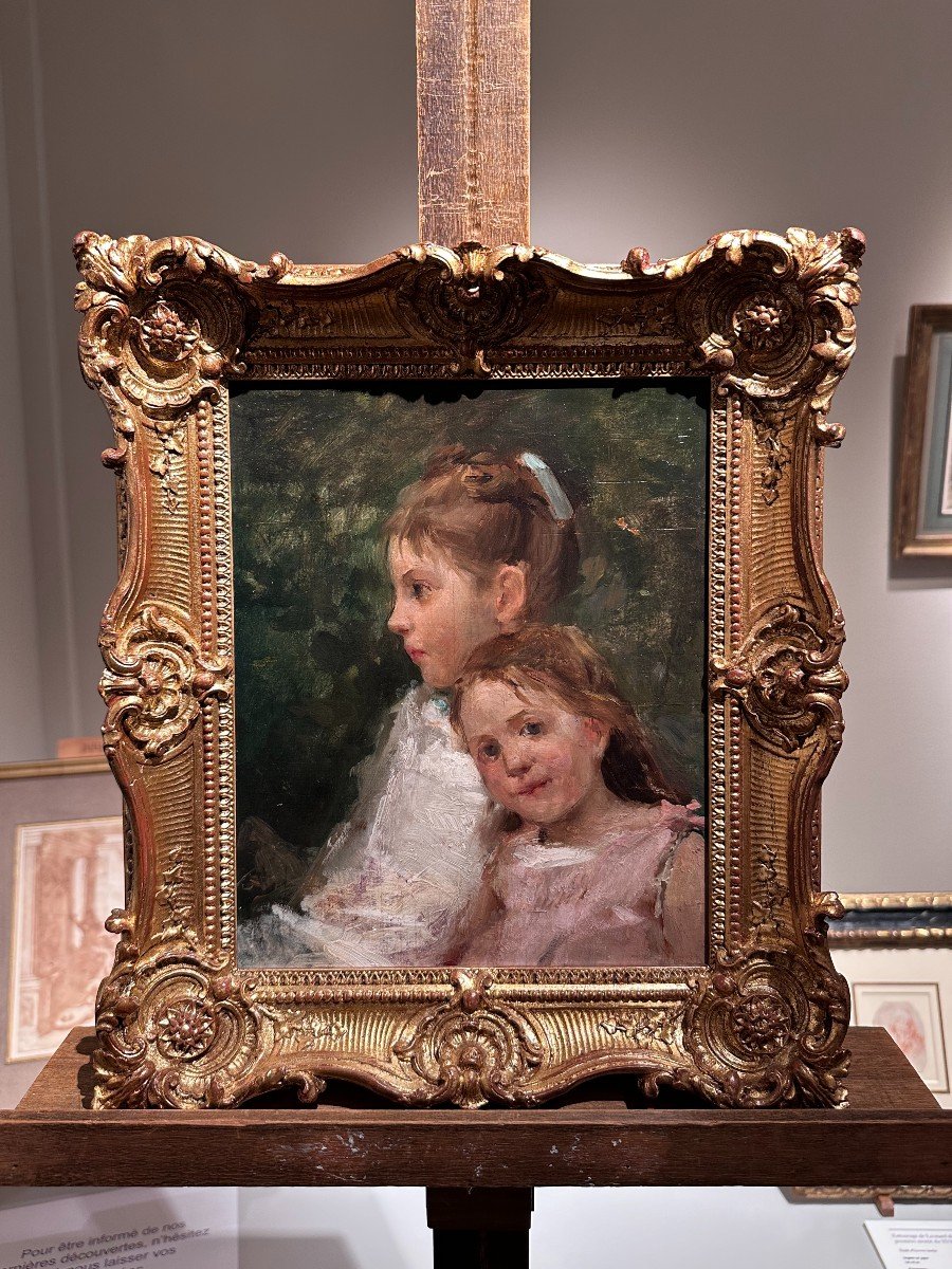 Norbert Goeneutte (1854 - 1894) - Portrait Of Two Young Girls-photo-3