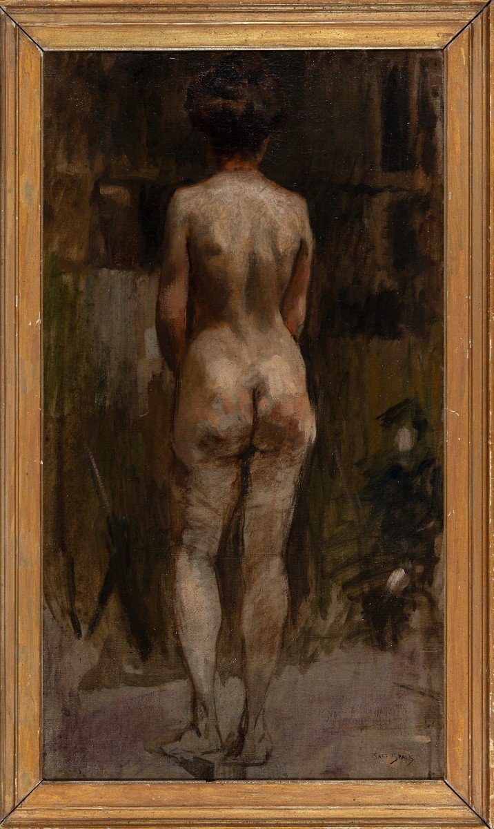 Attributed To Isaac Israels (1865-1934) - Nude Woman, From Behind -photo-2