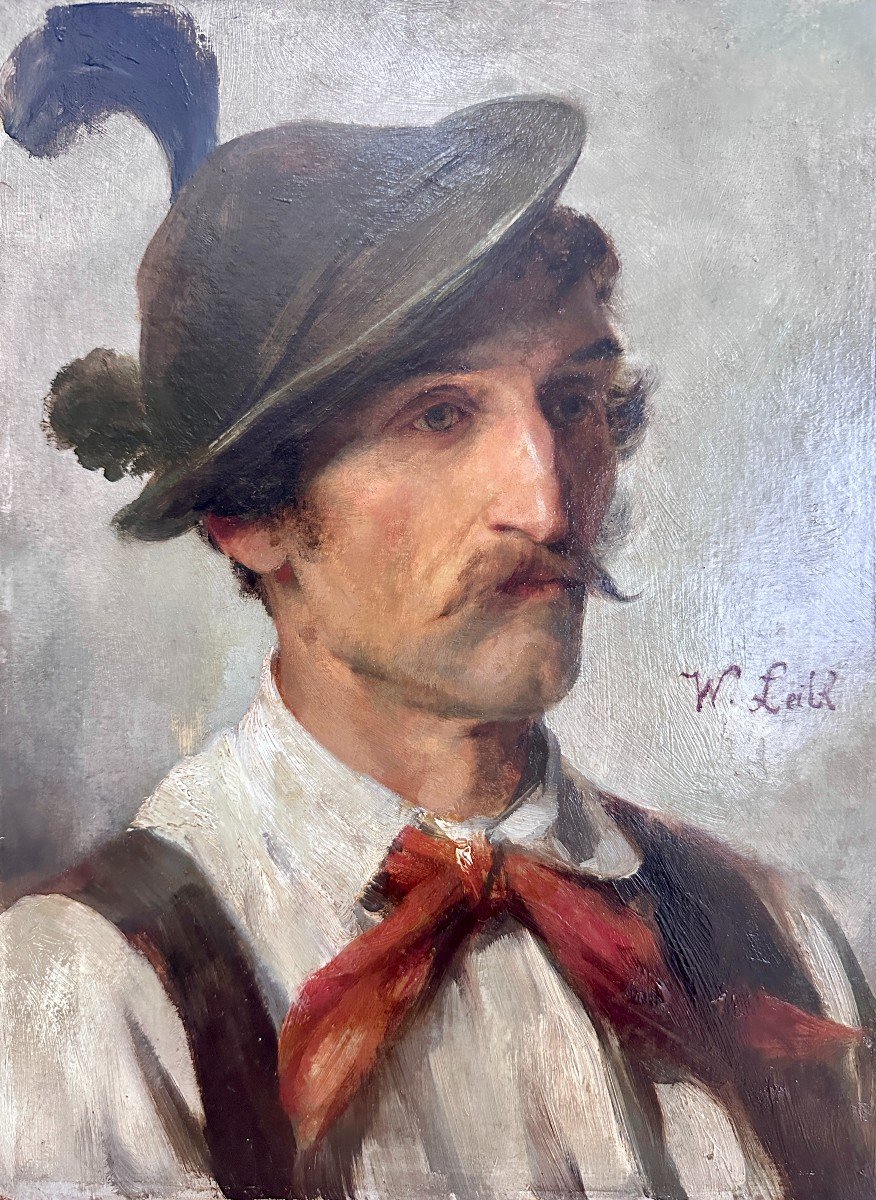 Attribué à Wilhelm Leibl (1844-1900) - Portrait D’un Jeune Garçon Portant Un Chapeau 