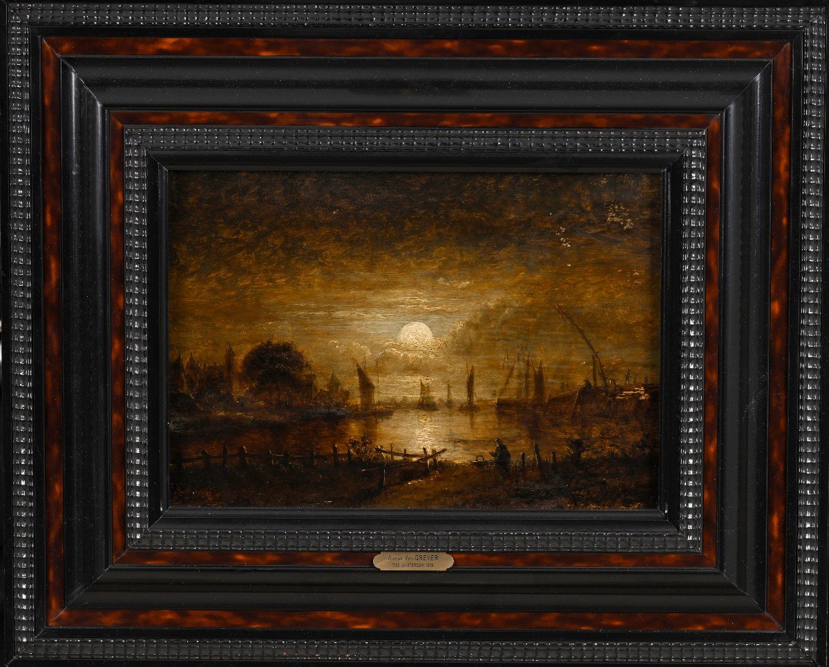 Attributed To Aert Van Der Neer (1603-1677) - River Landscape By Moonlight-photo-2