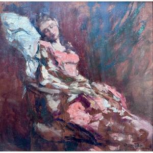 Eduardo León Garrido (1856-1949) - Sleeping Woman In Pink Dress