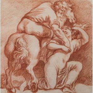 Attributed To Jean-robert Ango (1759 – 1773) - Man On Horseback Kidnapping A Woman