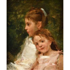 Norbert Goeneutte (1854 - 1894) - Portrait De Deux Jeunes Filles