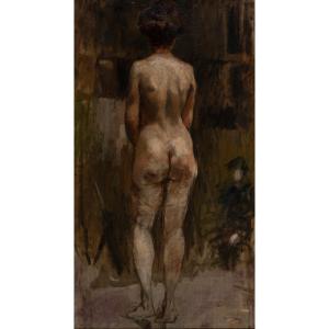 Eva Gonzalès (paris 1847 – 1883) - Study Of A Standing Female Nude In The Studio