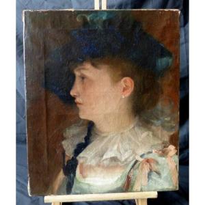 19th Century Impressionist School - Portrait Of A Woman In Profile