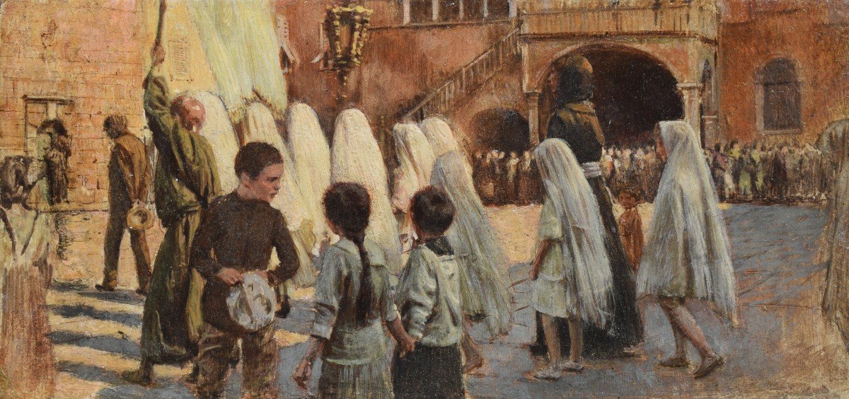 Adolf Hiremy Hirschl (temesvàr 1860 – Rome 1933), procession In The Square Of Capodistria