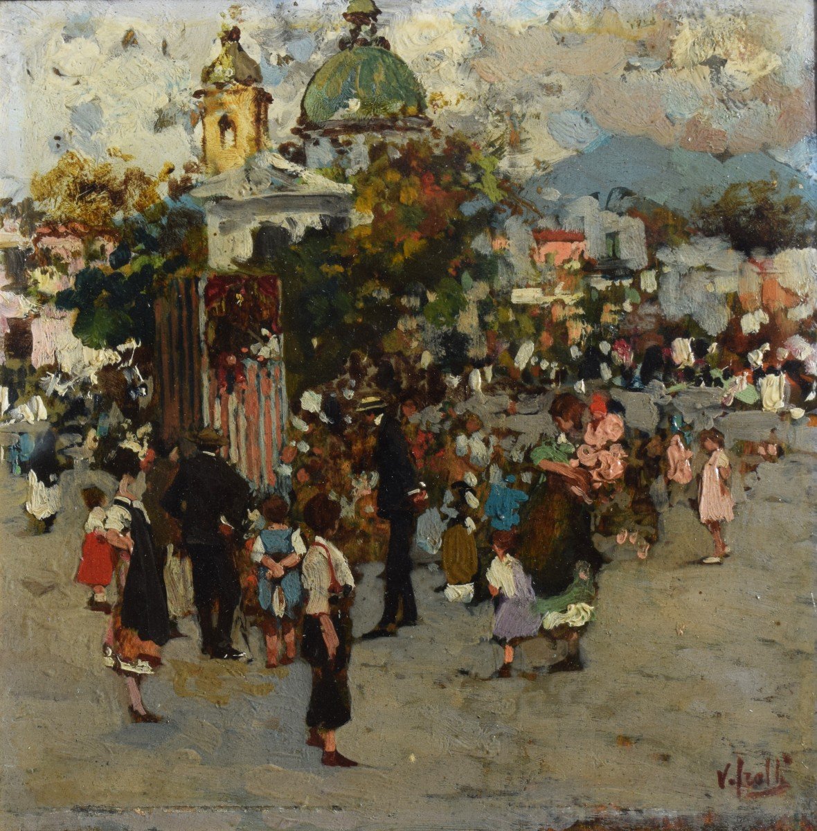 Vincenzo Irolli (Naples 1860 – 1949), Théâtre de marionnettes pour enfants