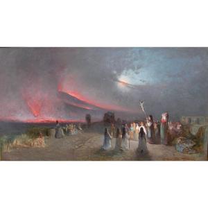 Francesco Mancini (naples 1830 - 1905), 'eruption Of Vesuvius On April 27, 1872.