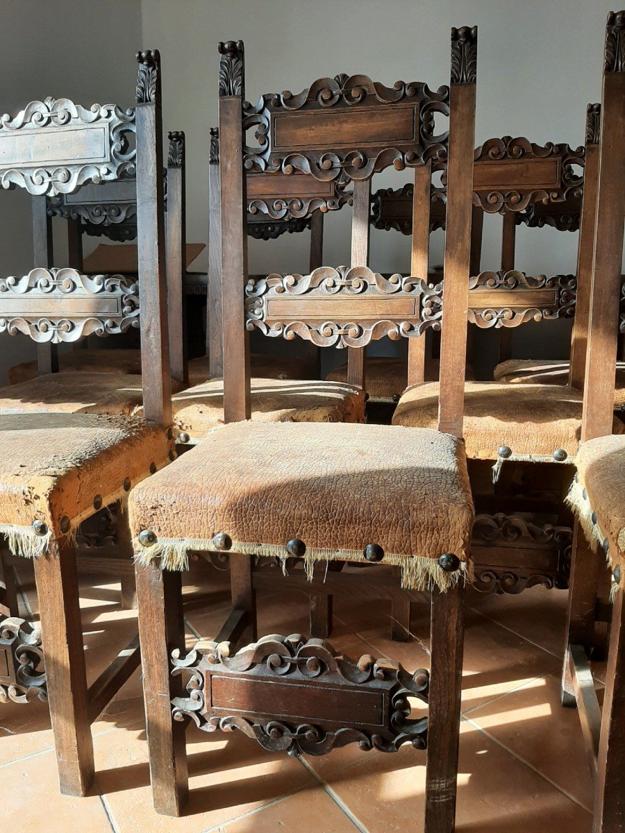 Group Of 12 Neo-renaissance Chairs '800-photo-3